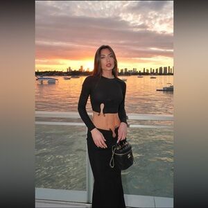 Elegant Black Long Sleeve Women's Set